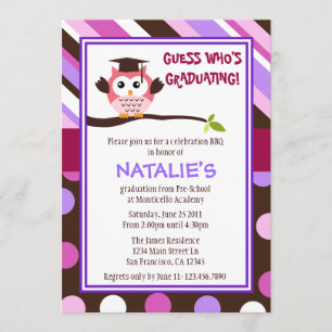 Invitation moderne de diplômé de hibou