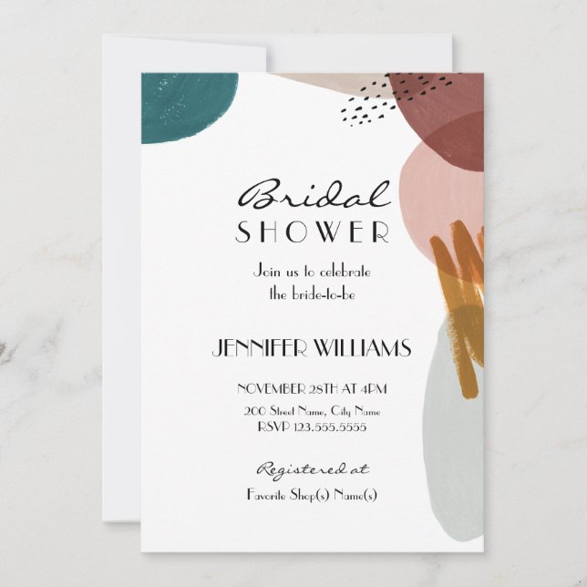 Invitation moderne de douche nuptiale (Devant)