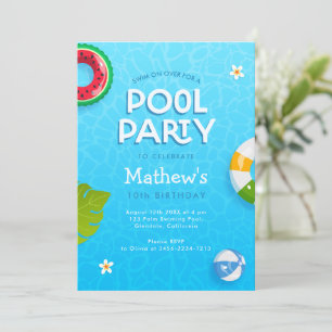 Invitation moderne de fête au bord de la piscine a
