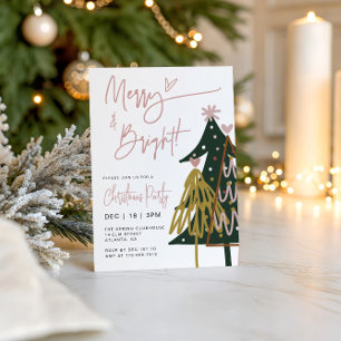 Invitation moderne de fête de Noël Merry and Brigh