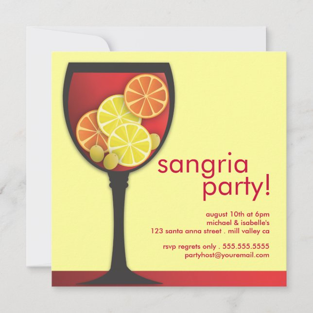 Invitation moderne de partie de sangria de verre à (Devant)