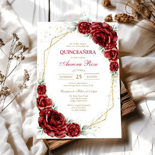 Invitation moderne de Quinceanera florale à la ros