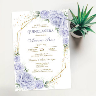 Invitation moderne de Quinceanera florale lilas