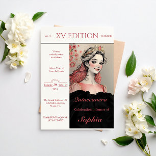Invitation moderne de Quinceañera XV