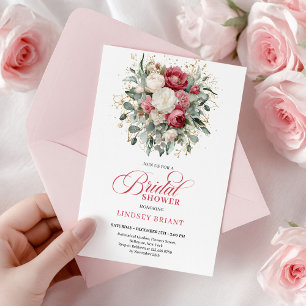 Invitation Moderne Déclaration de Mariage Bohème Rouge Fard V