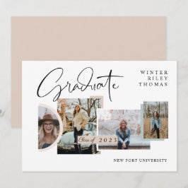 Invitation Moderne Design Graduation Quatre Photo Collage Gra