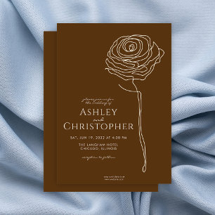 Invitation Moderne dessiné Floral Golden Brown Mariage