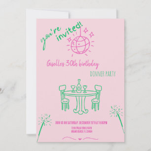 Invitation moderne dessinée à la main pour un dîne