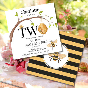Invitation Moderne Deux Ans Tournant Beehive Anniversaire Noi