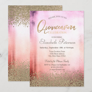Invitation Moderne Diamants Faux Or Ombré Quinceañera