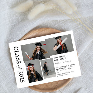 Invitation Moderne Diplômé élégant Collage photo Graduation