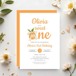 Invitation Moderne Douce Première Orange Citron Fille 1er Ann