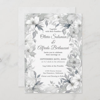 Invitation Moderne Dusty argent élégant style Mariage Inviter