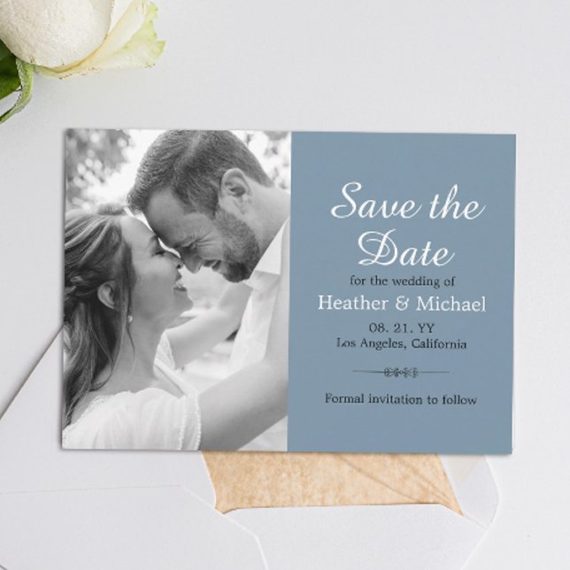 Invitation Moderne Dusty Blue Enregistrer la date QR Code Mar (Simplify your RSVP with our QR code save-the-date, adding an unforgettable touch to your special day)