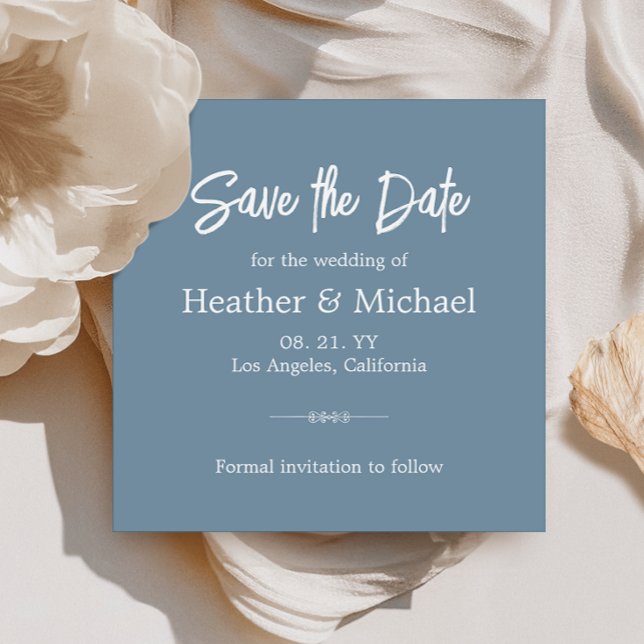 Invitation Moderne Dusty Blue Enregistrer la date QR Mariage (Simplify your RSVP with our QR code save-the-date, adding an unforgettable touch to your special day)