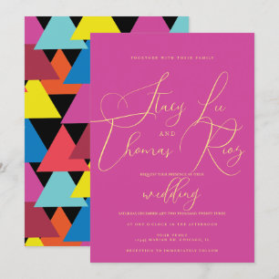 Invitation Moderne Écriture Gras Clair et Colorée de Mariage