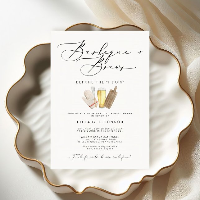 Invitation Moderne Edgy Sa & Ses Calligraphie BBQ & Brews (Créateur téléchargé)