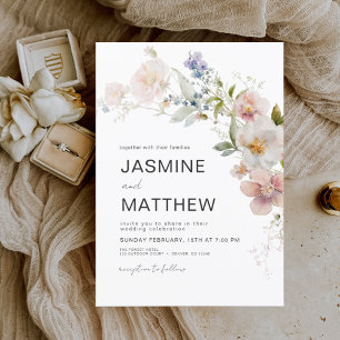 Invitation Moderne Élégance Bohème de Mariage aux Fleurs Sauv