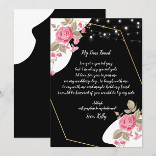 Invitation Moderne Elegance Pink Floral sera ma demoiselle d'