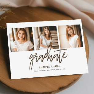 Invitation Moderne Elegant 4 Photo Collage Party de graduatio