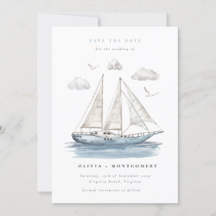 Invitation Moderne Elégant Aquarelle Voile Yacht