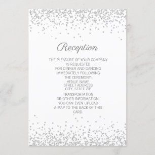 Invitation Moderne Élégant Blanc Paillettes Argentées Récepti