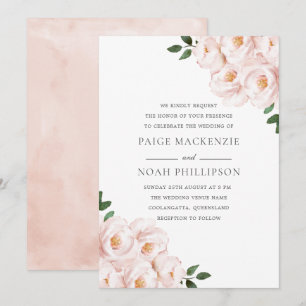 Invitation Moderne Elegant Blush Winter Wonderland Mariage