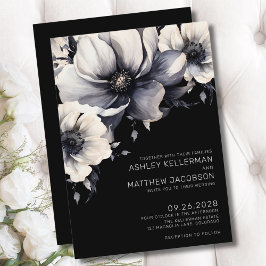 Invitation Moderne Elegant Boho Black Floral Mariage