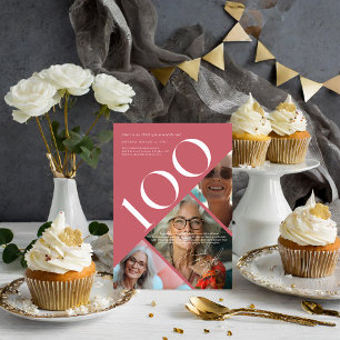 Invitation Moderne Élégant Centième 100e Anniversaire 3 Pho
