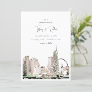 Invitation Moderne Elegant Chicago Skyline