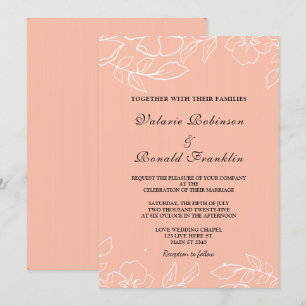Invitation Moderne Elégant Coral Blanc Floral Mariage