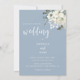 Invitation Moderne Elégant Dusty Blue Simple Mariage