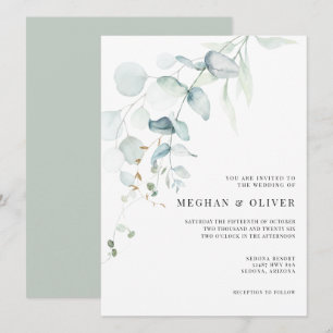 Invitation Moderne Elégant Eucalyptus verdure