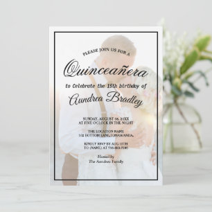 Invitation moderne Elégant Faux Vellum Overlay Photo Annivers