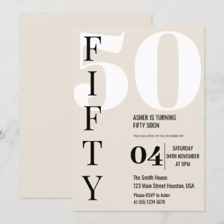 Invitation Moderne Élégant FIFTY 50e Anniversaire