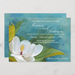 Invitation Moderne Elégant Magnolia Sud Typographie Florale