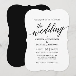 Invitation Moderne Elegant Mariage de calligraphie noir et bl