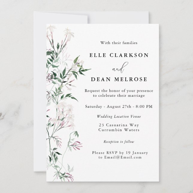 Invitation Moderne Elegant Mariage de lavande Jasmine (Devant)