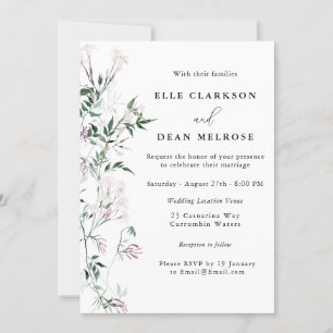Invitation Moderne Elegant Mariage de lavande Jasmine