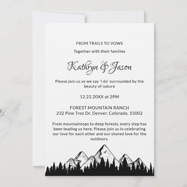 Invitation Moderne Élégant minimal de police noire Mariage Fl (Devant)