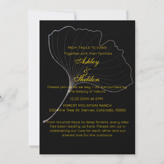 Invitation Moderne Élégant minimaliste Mariage d'or noir flor