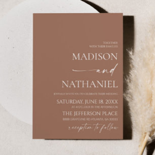 Invitation Moderne Elegant Mocha Mousse Mariage Brown