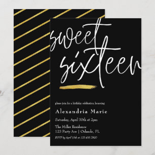 Invitation Moderne Elegant Or brosse Sweet 16 Anniversaire