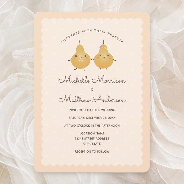Invitation Moderne Élégant Parfait Pear mignonne Mariage Whim (Créateur téléchargé)