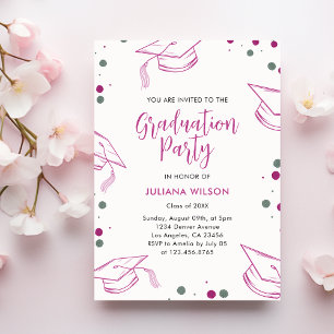 Invitation Moderne Elegant Pink and Silver Graduation Party