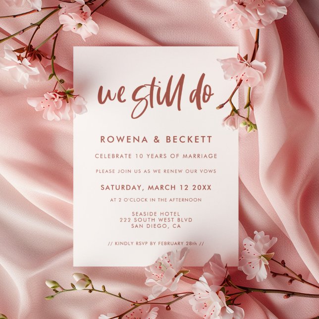 Invitation Moderne élégant rose neige Nous faisons encore Vow (Créateur téléchargé)