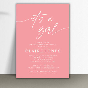 Invitation Moderne Elegant Rose Son a Girl Script Baby shower