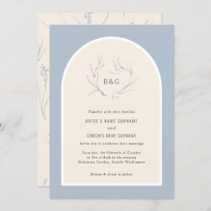 Invitation Moderne Elégant Simple Arc Dusty Mariage bleu