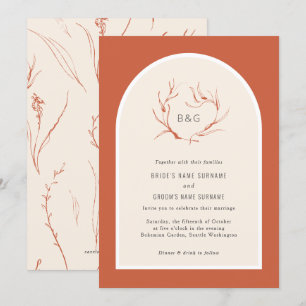 Invitation Moderne Élégant Simple Arc Mariage en terre cuite