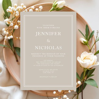 Invitation Moderne Élégant Taupe Formelle Mariage beige
